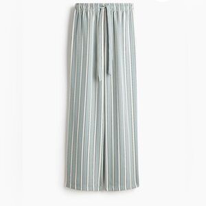 NWT H&M Turquoise and White Striped Drawing twill Wide-Leg Pants